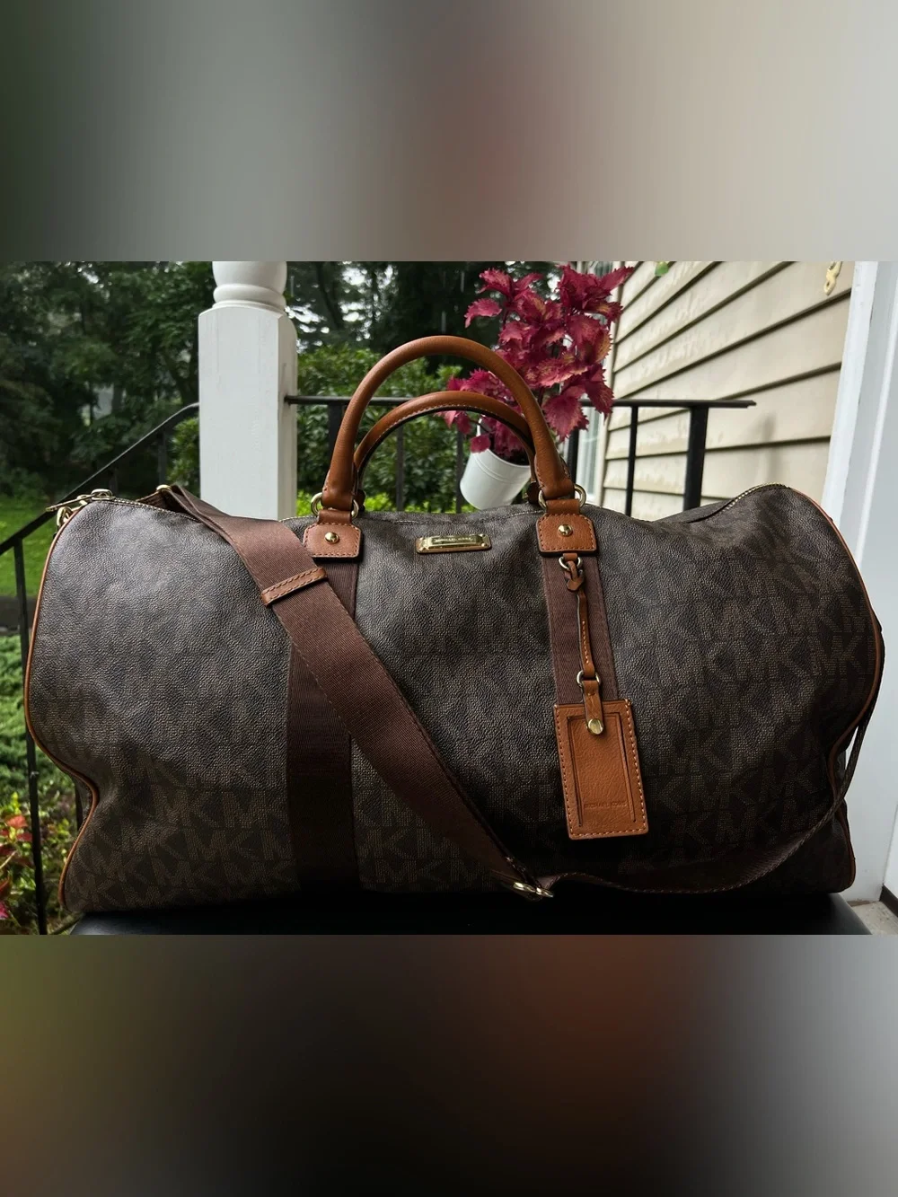 Michael Kors Dark Brown Monogram Weekend Duffle bag